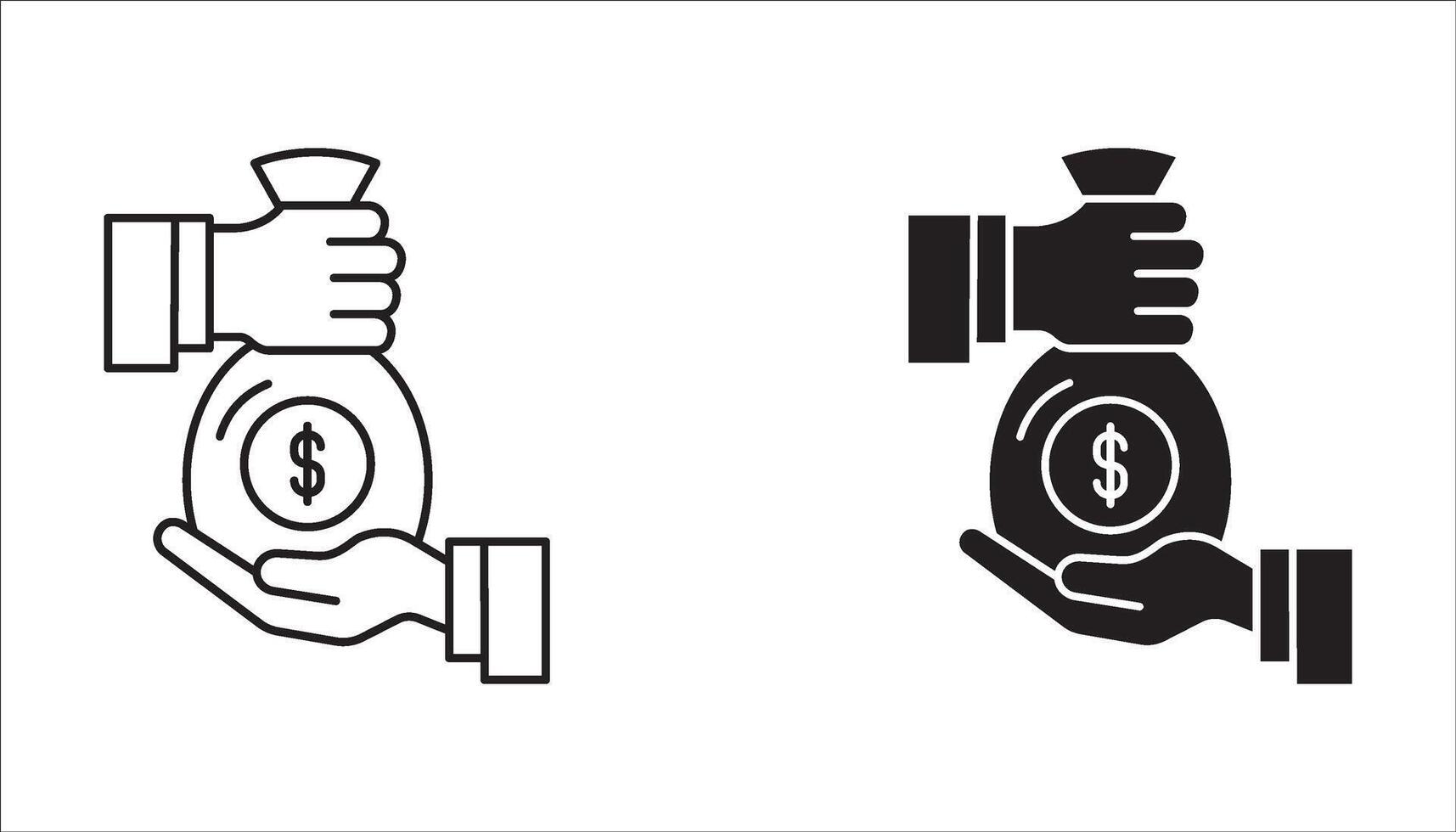Remuneration icon in flat style. Money in hand illustration on white isolated background. Banknote payroll business concept. Icon set. vector