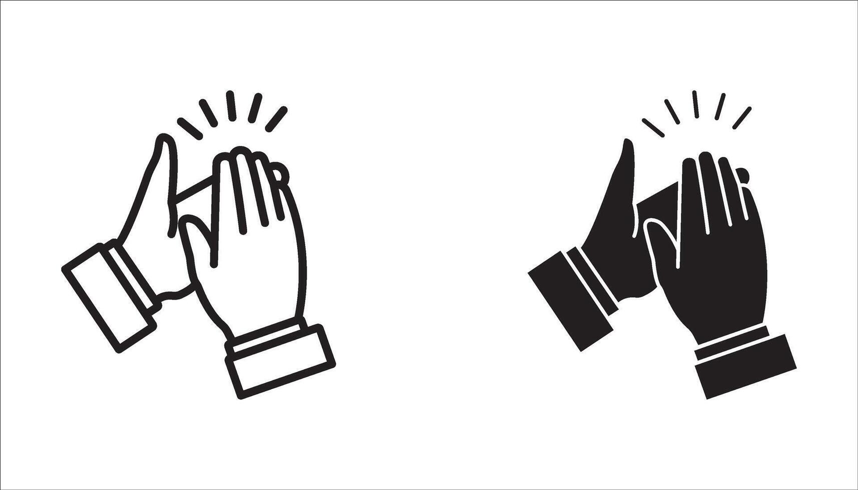 Clapping hands sign icon set. Congratulation clap icon. Applause handclap emoji sign. Appreciate sign in black filled and outlined style. vector