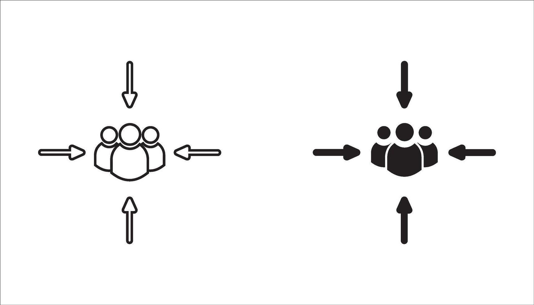Assembly point icon set. Gathering location. illustration vector