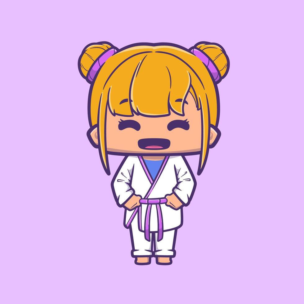 A cartoon girl in Jiujitsu Illustration vector