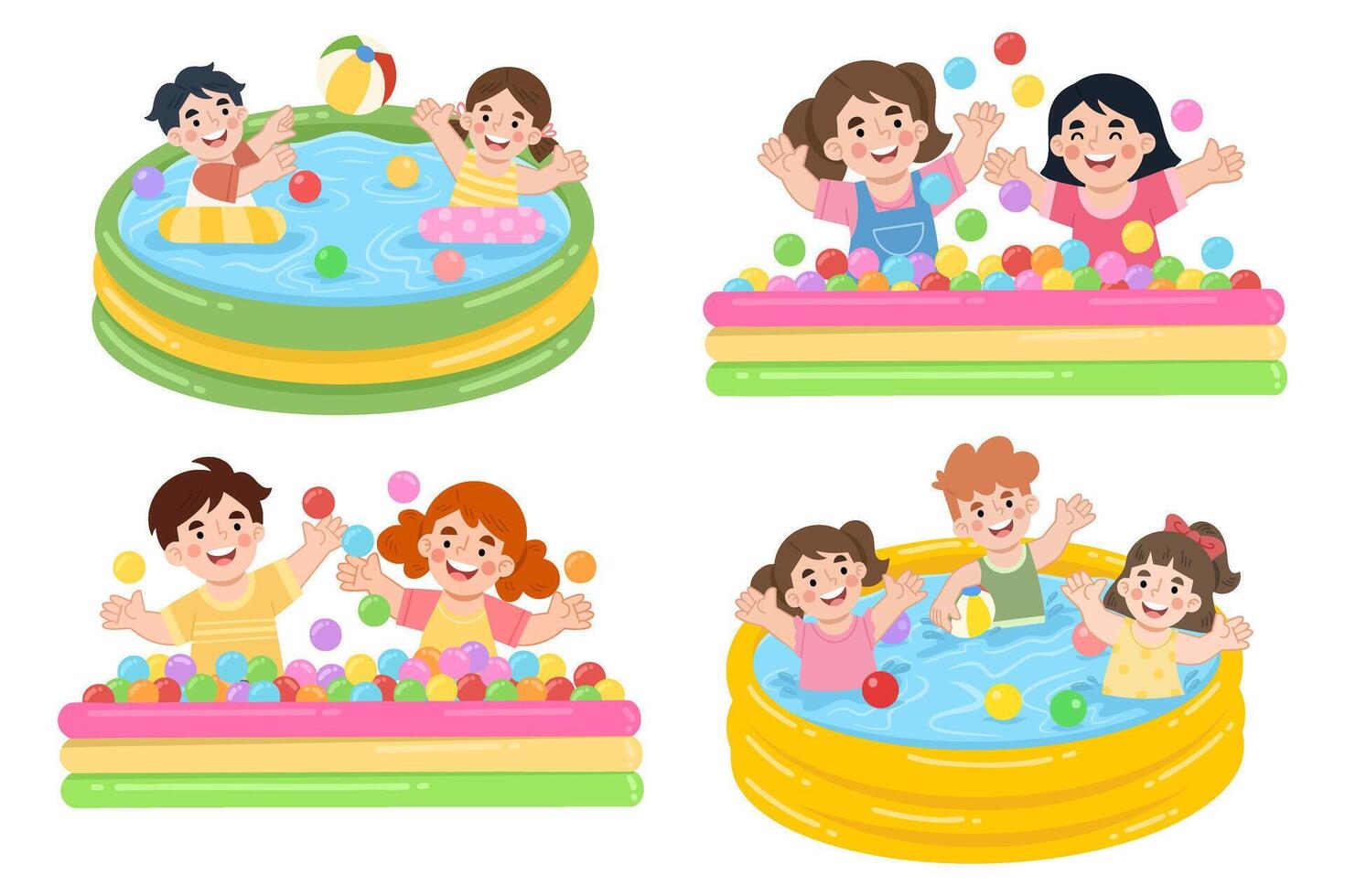 Illustration set of children playing activities vector