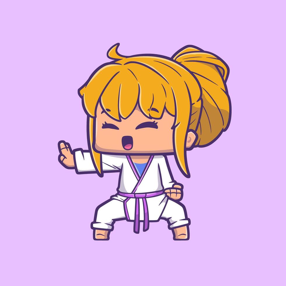 A cartoon girl in karate suite Illustration vector
