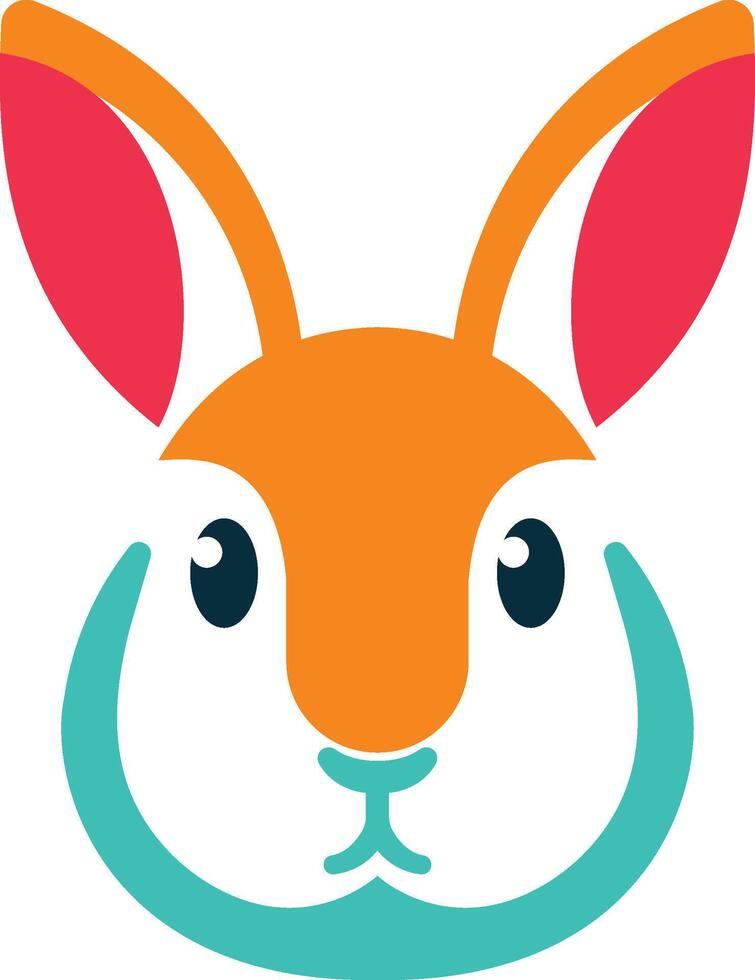 a cartoon rabbit head with a blue and orange background vector