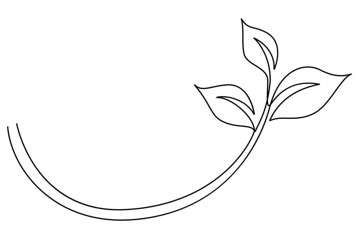 Leaf symbol icon single line drawing outline illustration vector