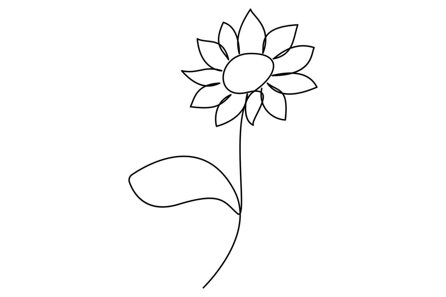 Abstract sunflower single line sketch vector