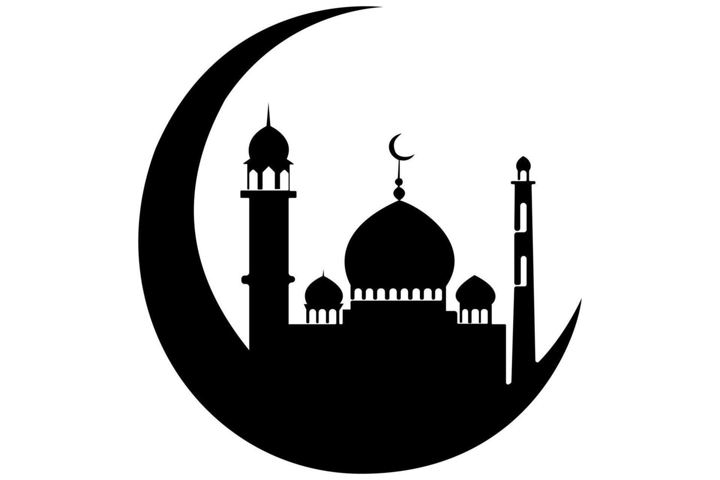 One line continuous mosque icon silhouette for Islamic illustrations vector