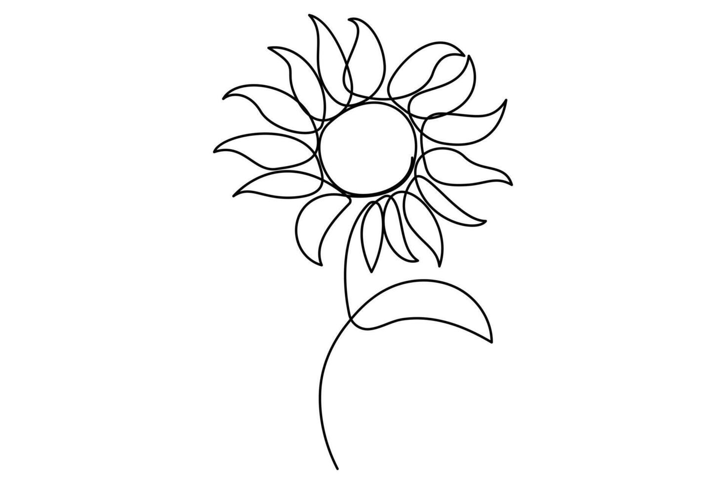 Elegant One-Line Drawing of a Sunflower vector