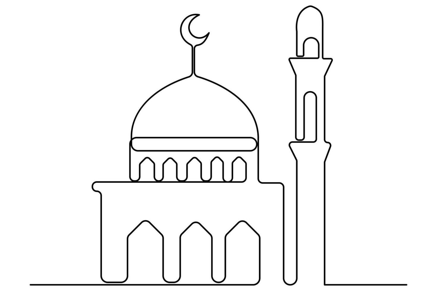 Hand-drawn mosque one line style illustration for Islamic art lovers vector