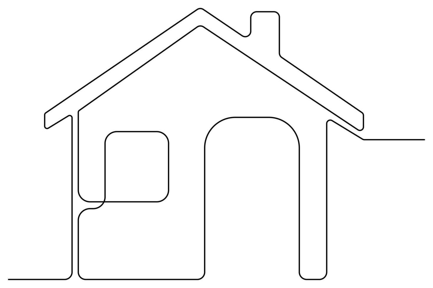 Simple continuous house one line drawing with modern design vector
