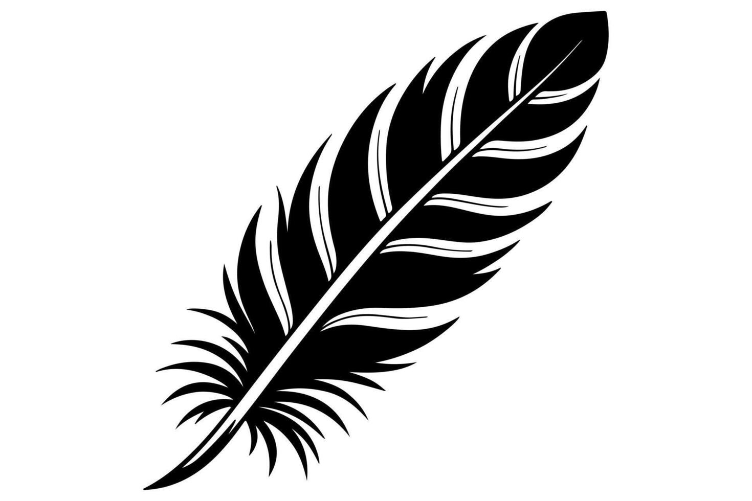 Graceful one line drawing of a bird feather silhouette for home decor vector