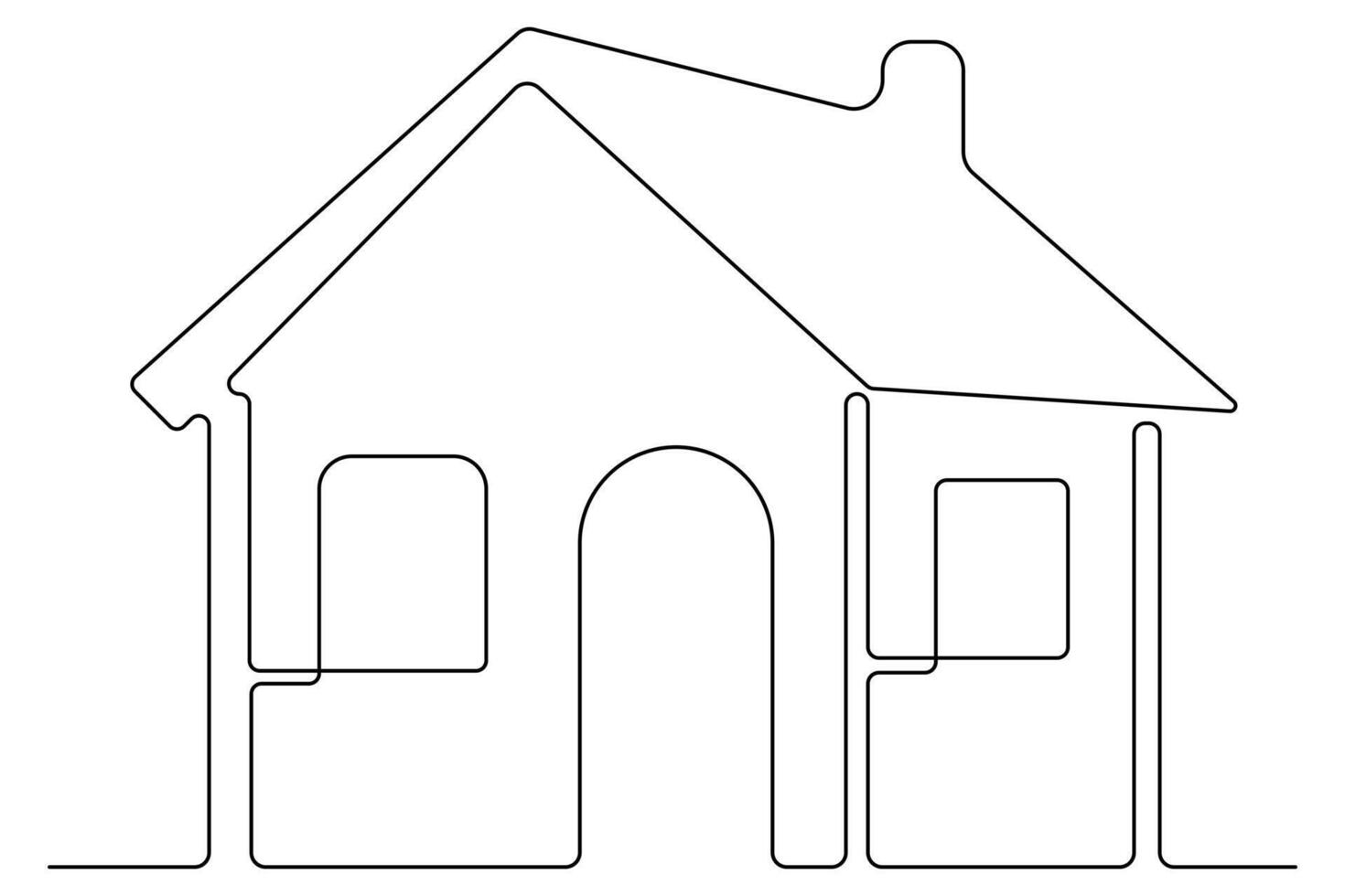 Continuous one line house sketch for modern home illustration vector