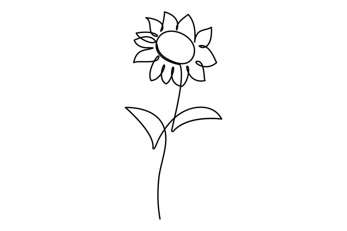 Minimal sunflower outline in one stroke vector