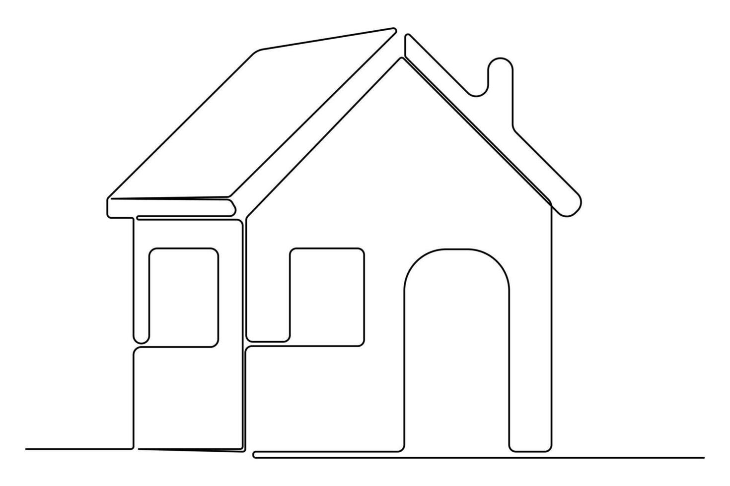 Continuous house one line drawing minimalist architectural sketch vector