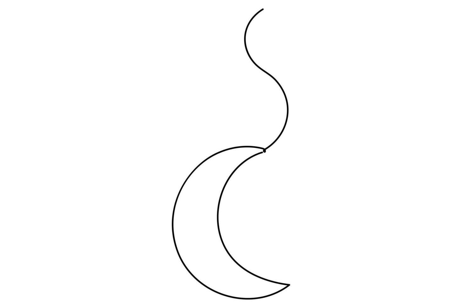 Abstract continuous line art of the moon icon for wall decor vector