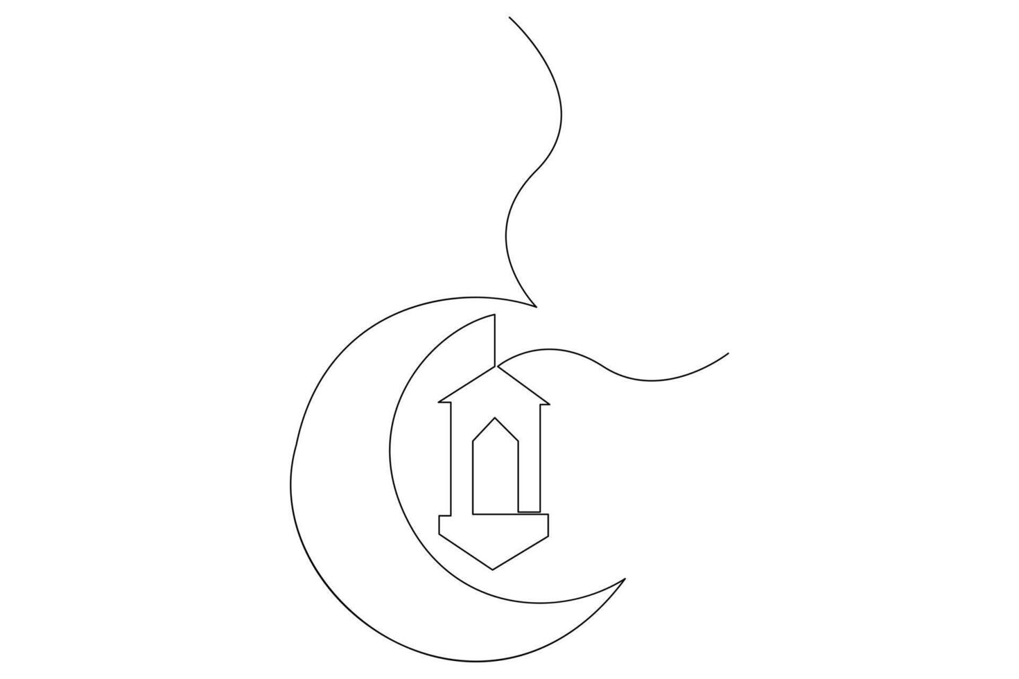 Minimalist Islamic calligraphy and icon in continuous line vector