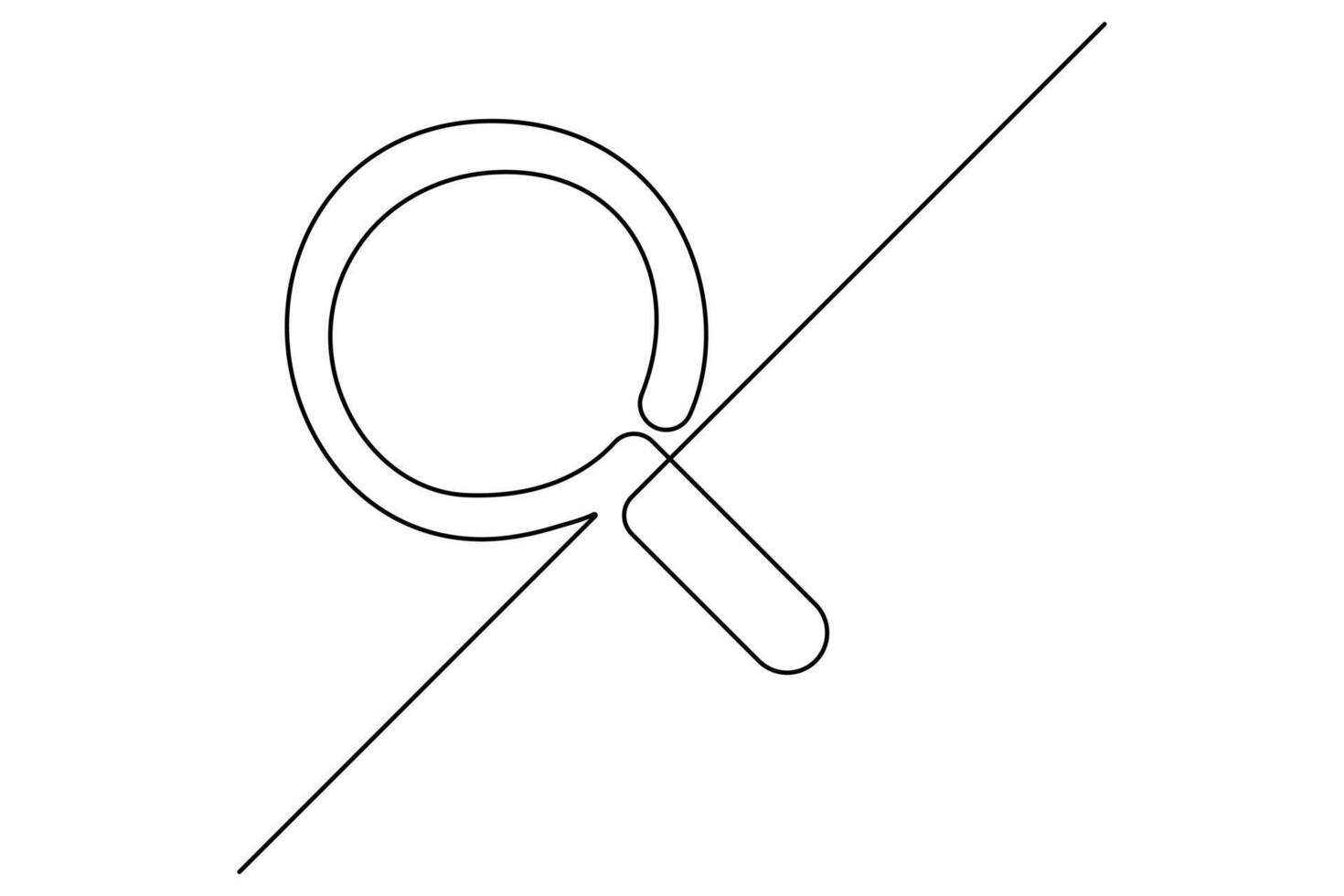 Continuous magnifying glass contour drawing vector
