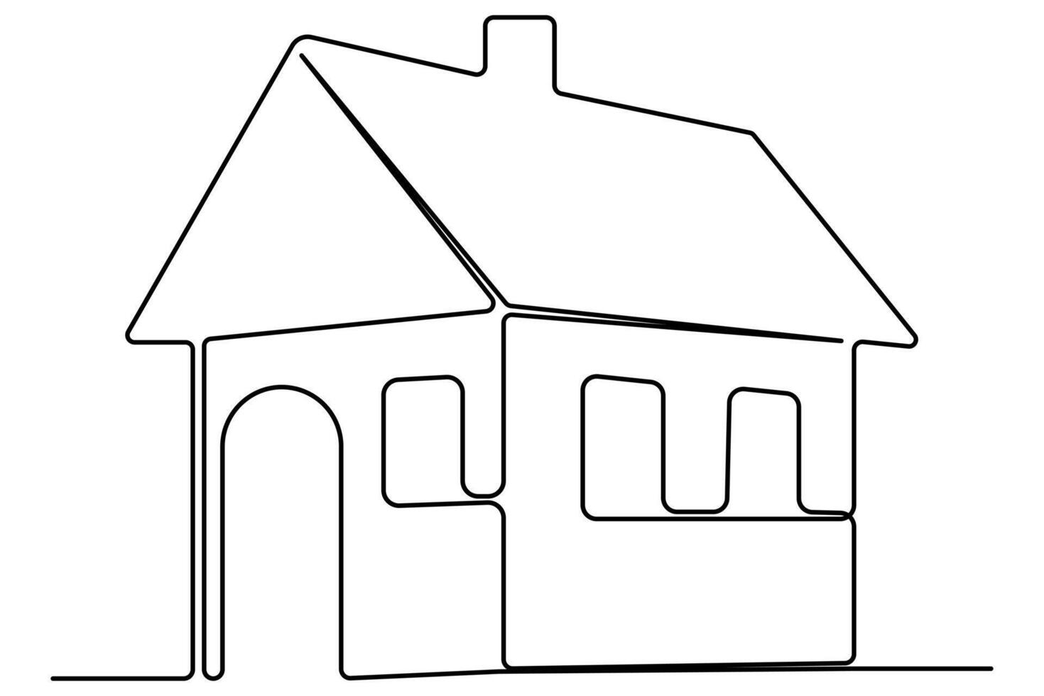Abstract house one line drawing in minimalist architecture style vector