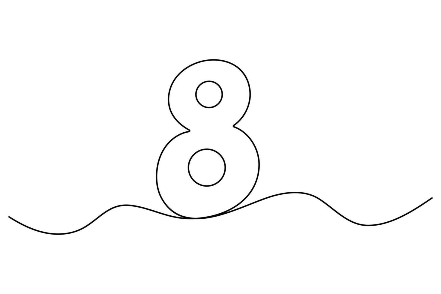 Geometric number 8 single line drawing vector