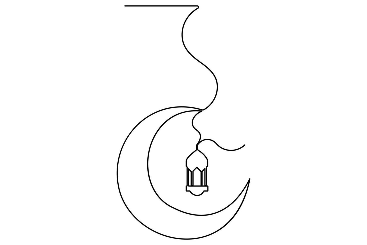 Hand-drawn Islamic icon using a single continuous line vector