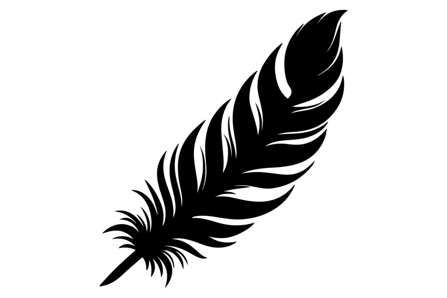 Hand-drawn bird feather silhouette in one line style for elegance vector