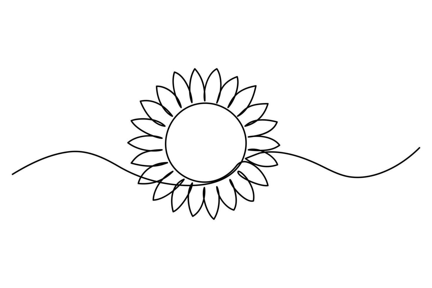 Continuous line sunflower artwork vector