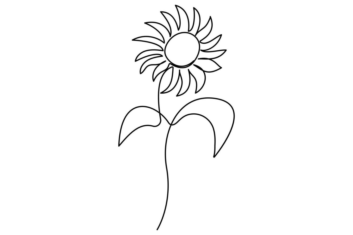 Modern one line sunflower drawing vector
