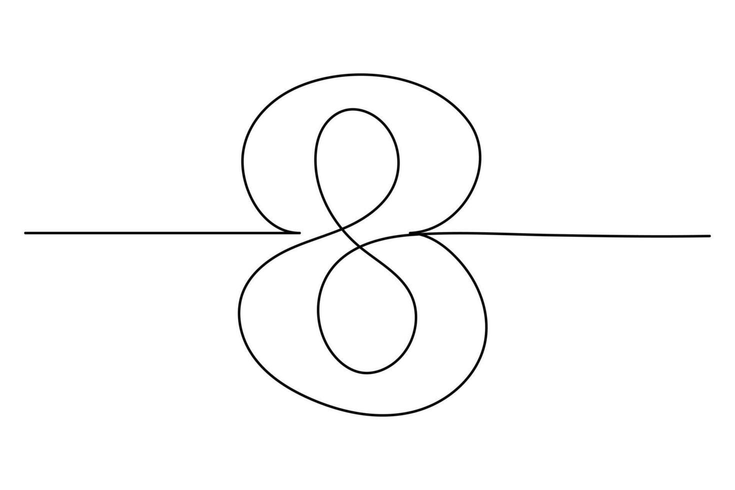 Elegant number 8 one line sketch vector