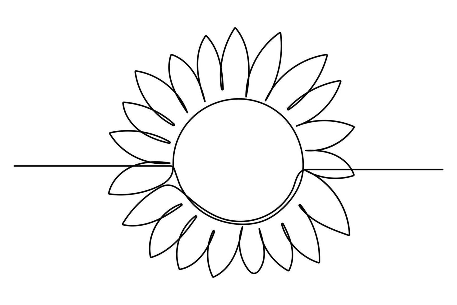 Minimalist sunflower one line drawing vector