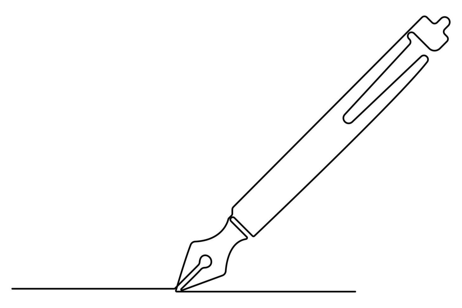 Continuous one line drawing of pen writing symbol outline illustration vector