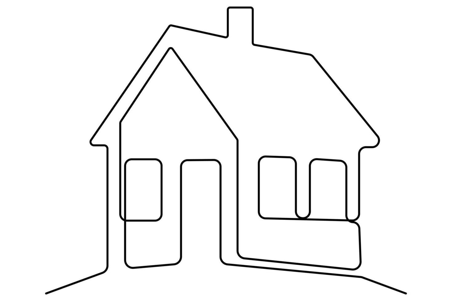 Single stroke house line drawing in modern art concept vector