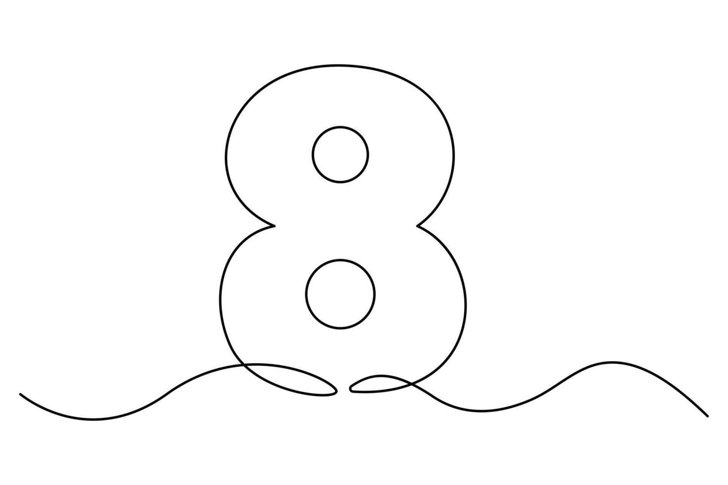 Simple number 8 one line illustration vector
