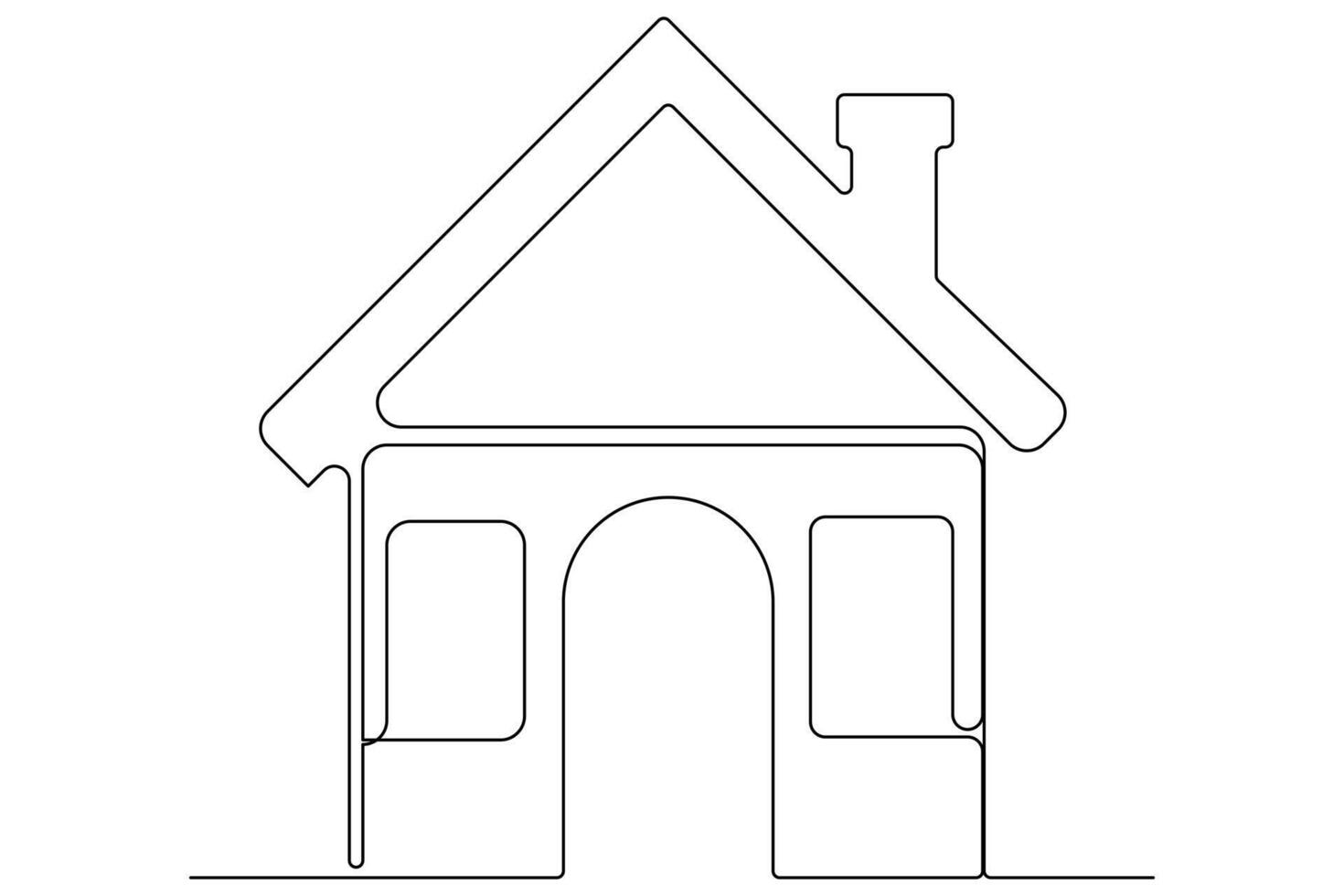 Minimalist house one line drawing in elegant continuous style vector