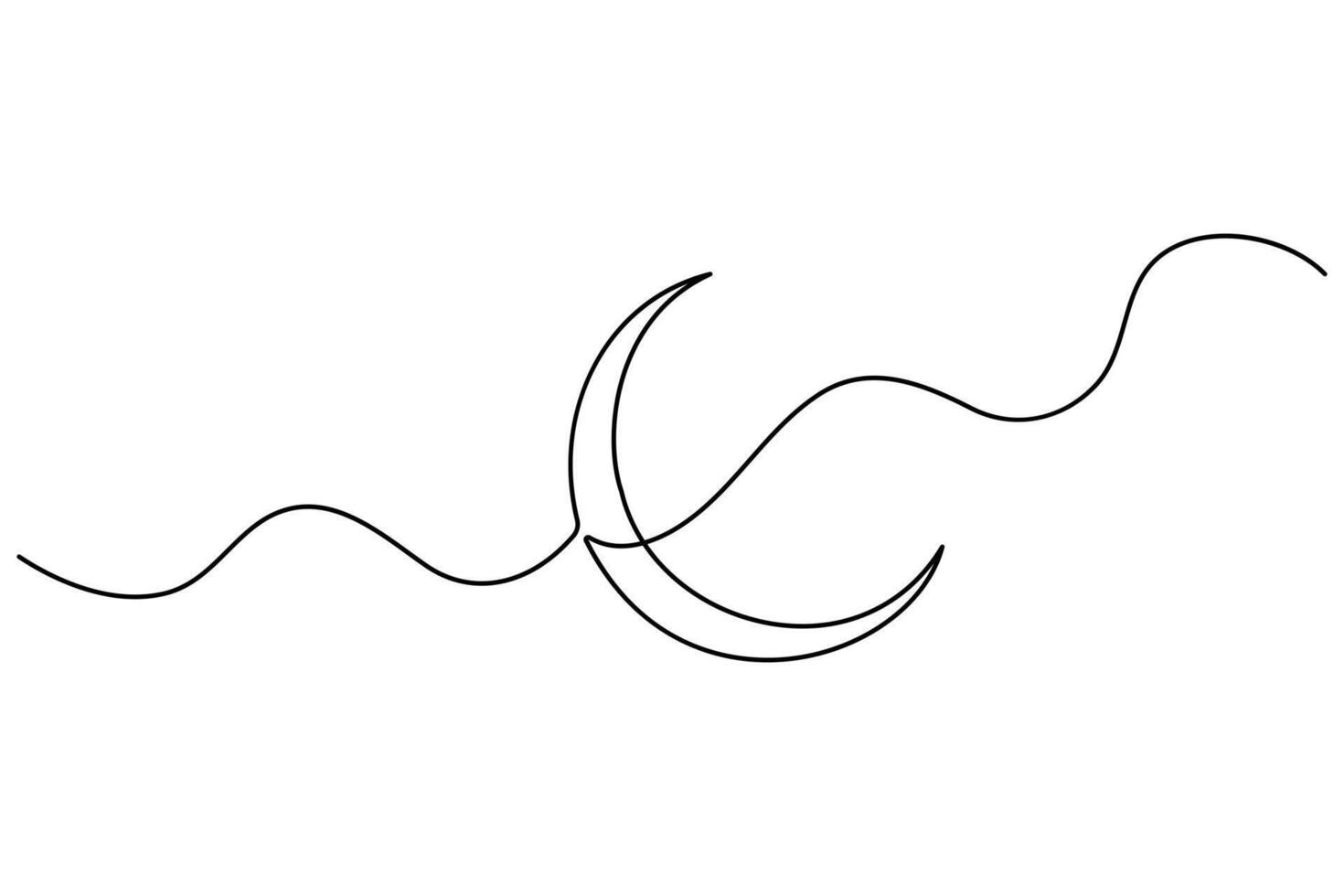 One line drawing of the moon icon for bohemian home decor vector