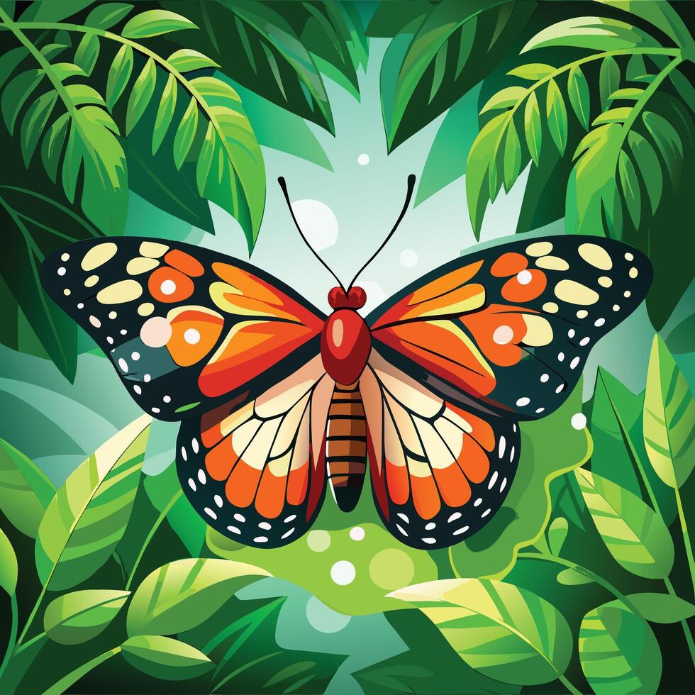 butterfly in the jungle illustration vector