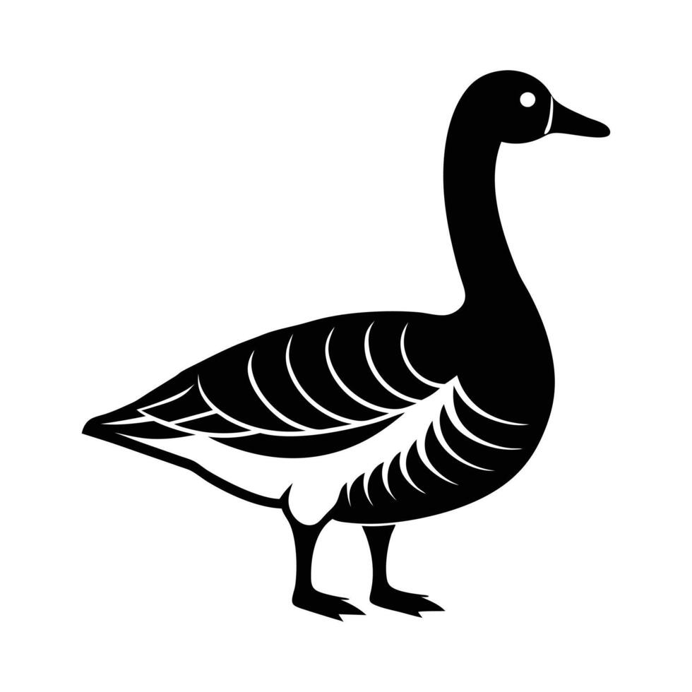 a black and white silhouette of a goose vector
