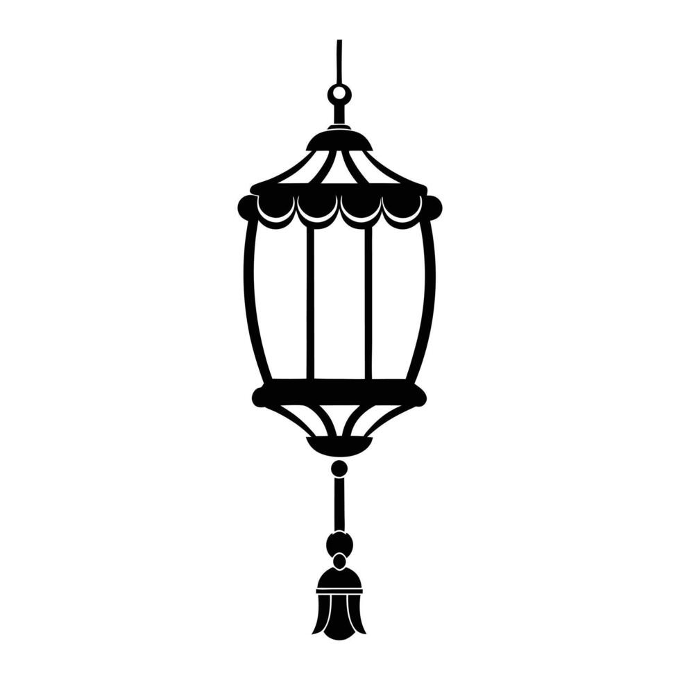 a black and white illustration of a hanging lantern vector