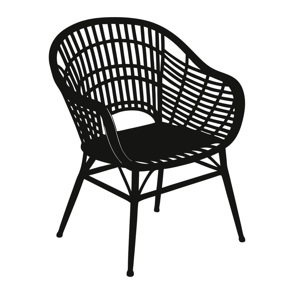 a black and white illustration of a rattan chair vector