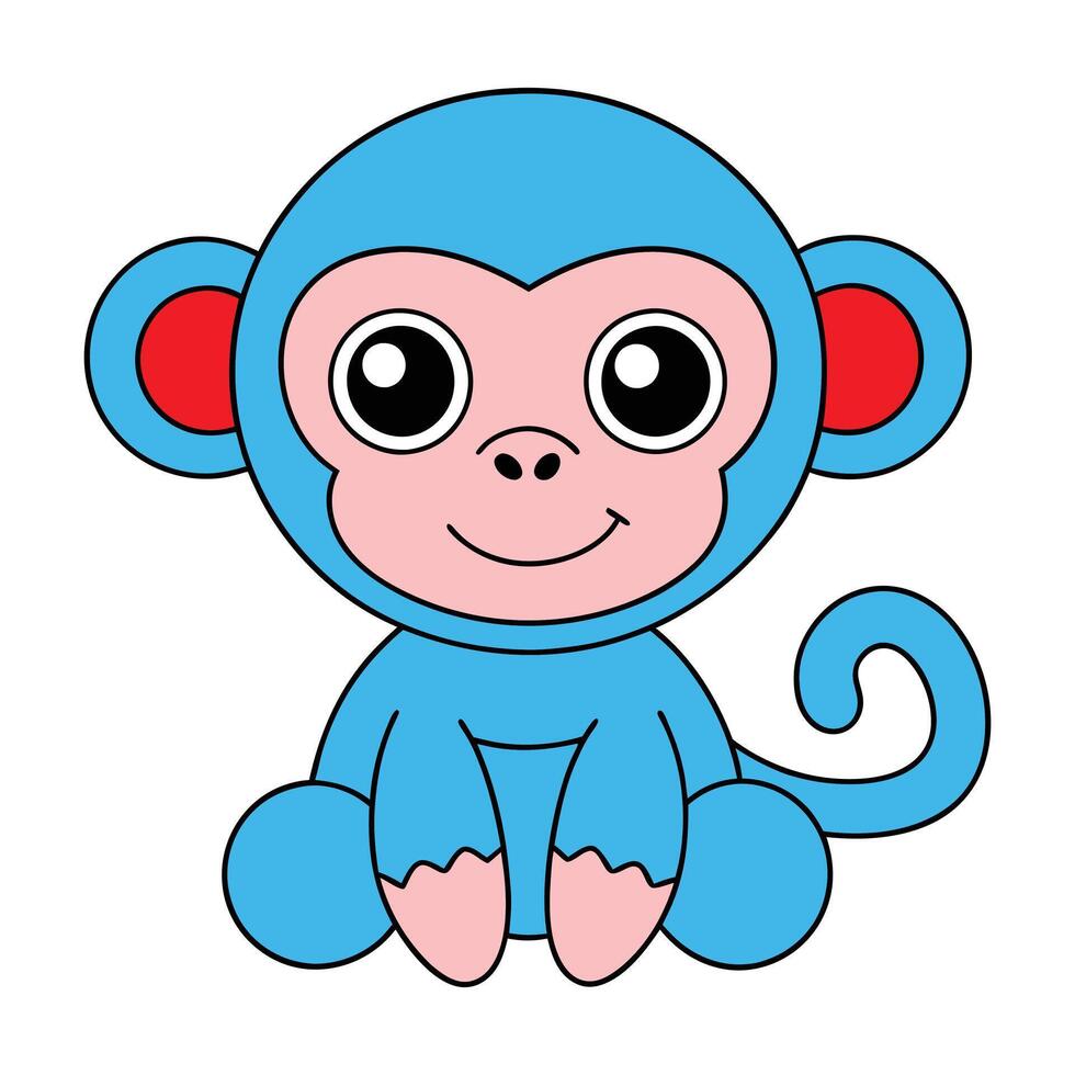 a cartoon blue monkey with big eyes vector