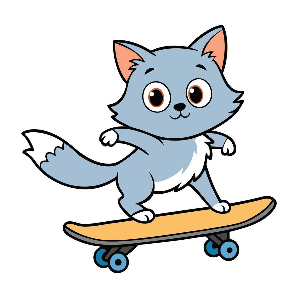 a cartoon cat riding a skateboard vector