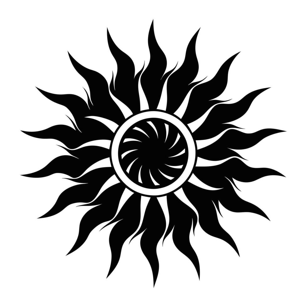 a black and white sun tattoo design vector