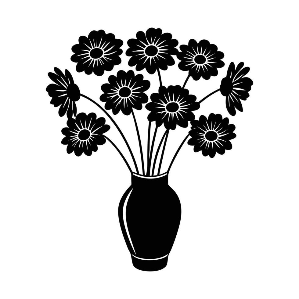 black and white illustration of a bouquet. vector