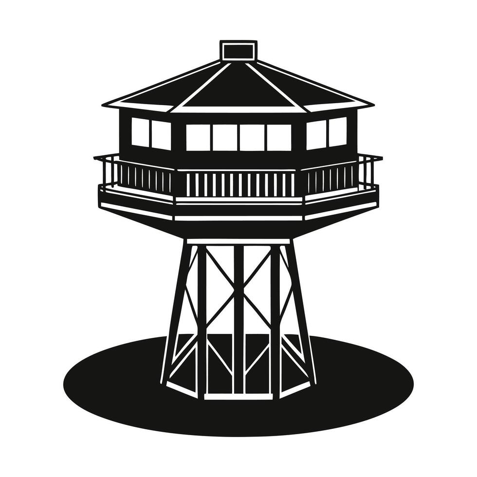 a black and white illustration of a guard tower vector