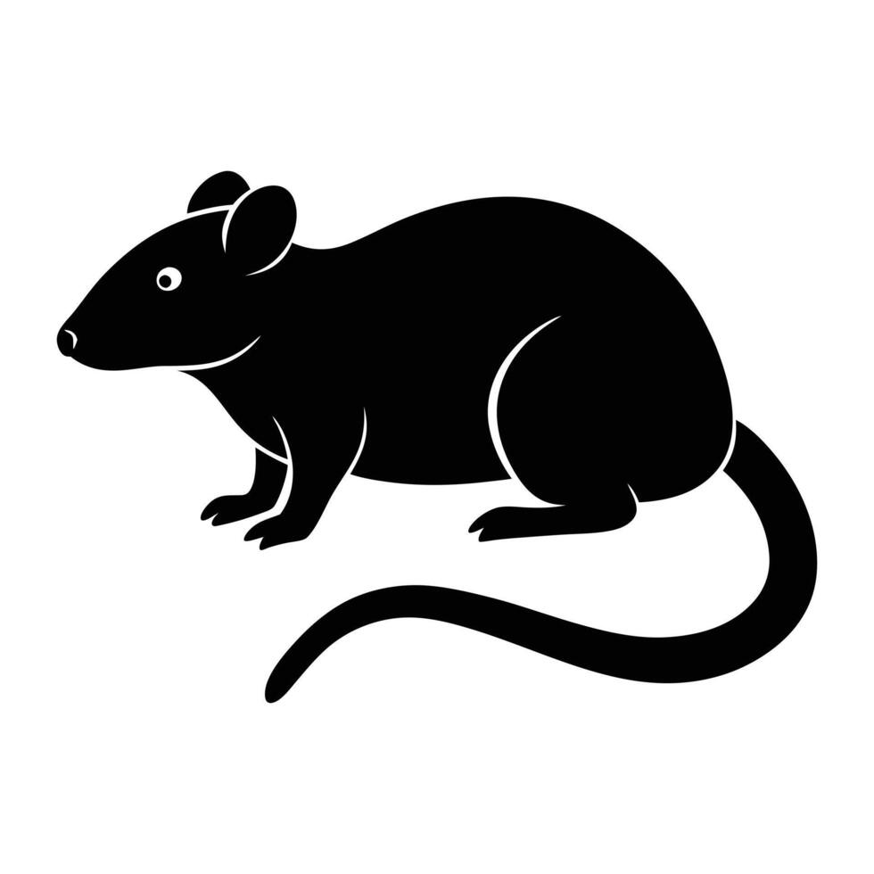 black rat silhouette on white background vector