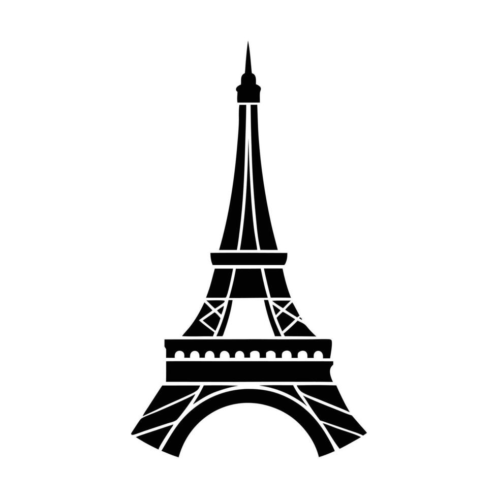 the Eiffel tower is shown in black and white background vector