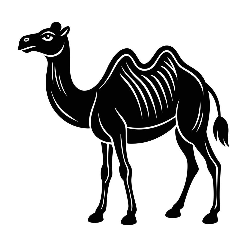 a black and white camel on a white background vector
