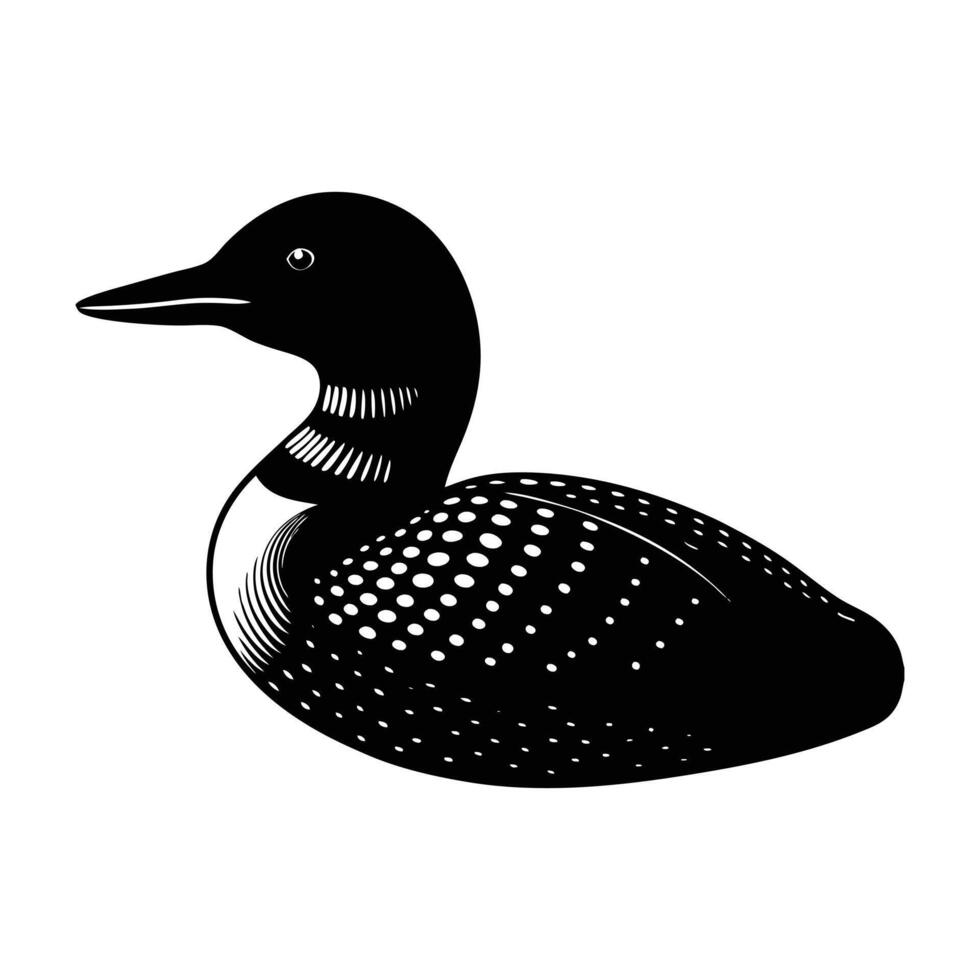 a loon is shown in a black and white drawing vector