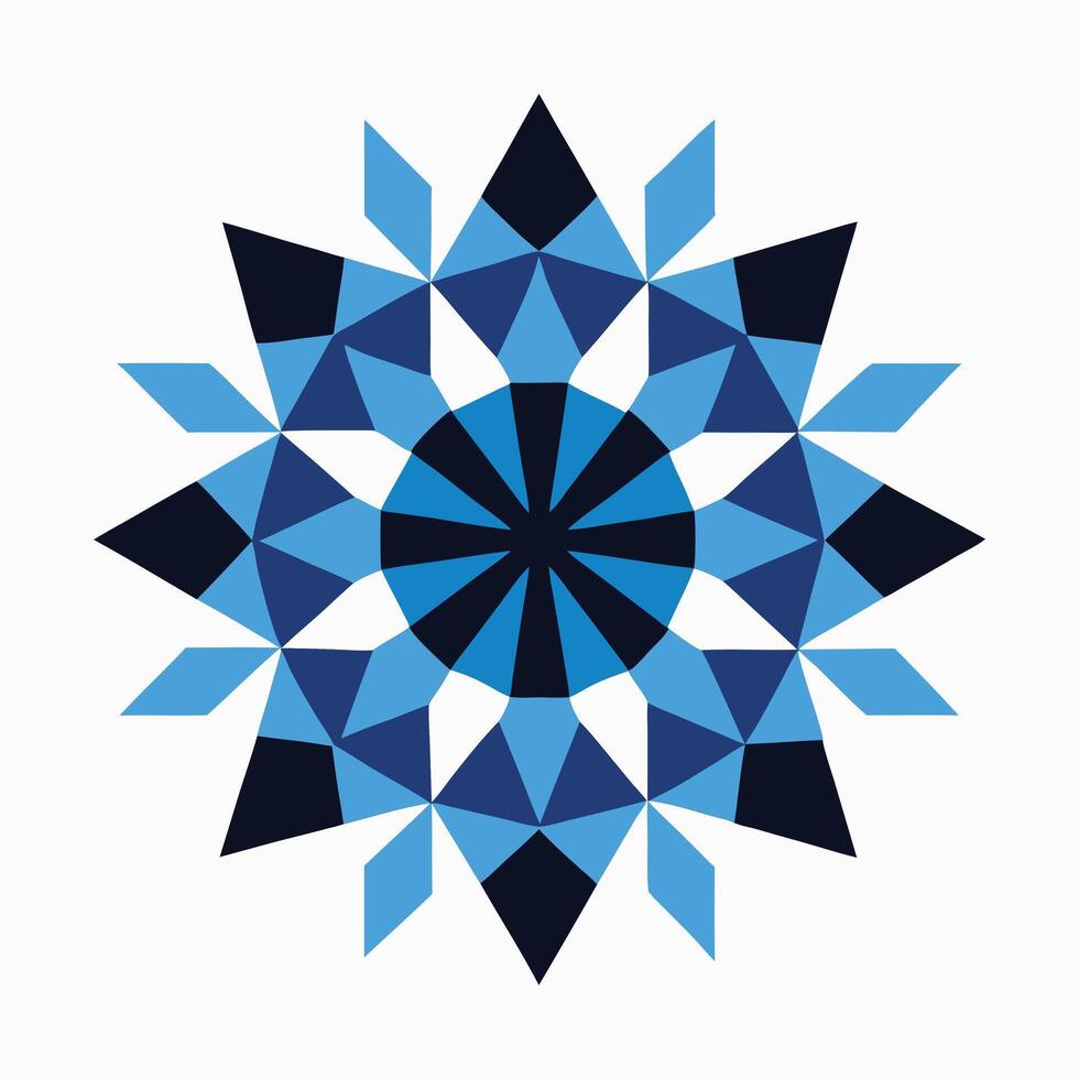 a blue and black geometric design with a star in the center vector