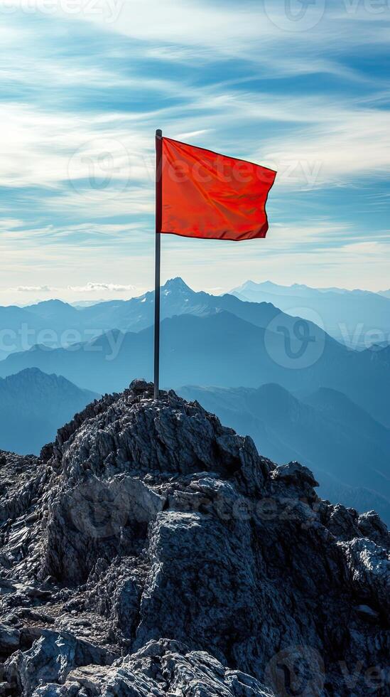 Red Flag on Mountain Summit - Majestic View photo