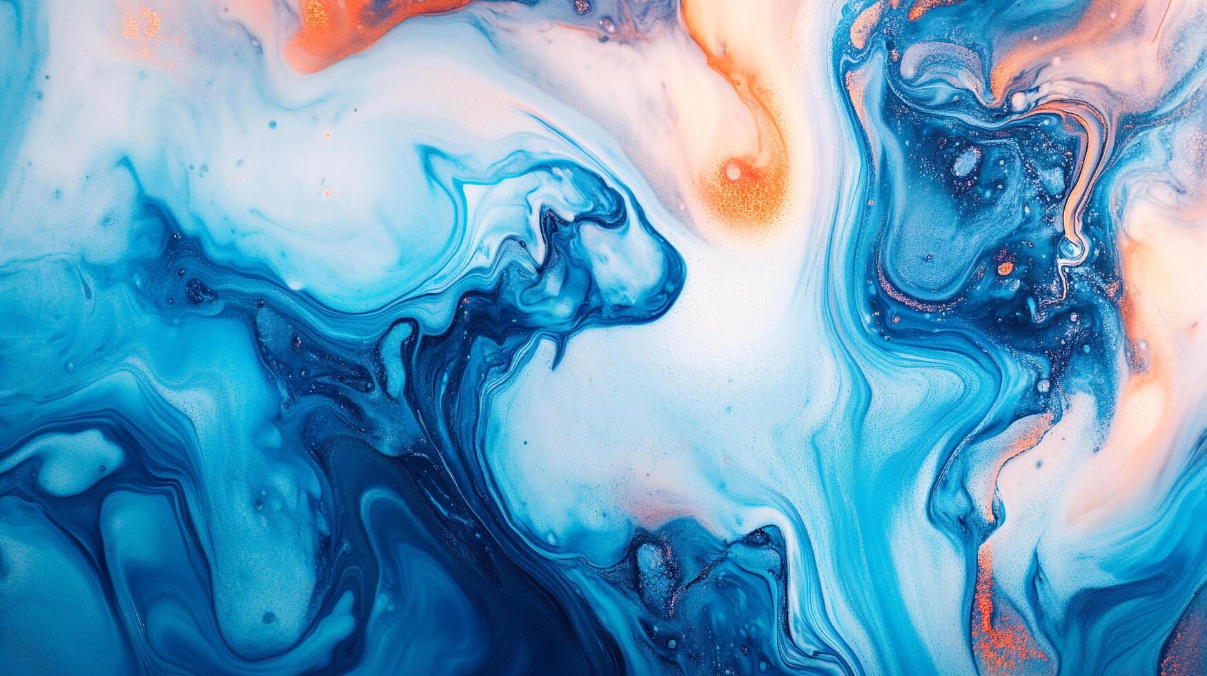 Swirling colors blend in an abstract, vibrant dance. Shades of blue and peach combine to create an artistic visual texture. photo