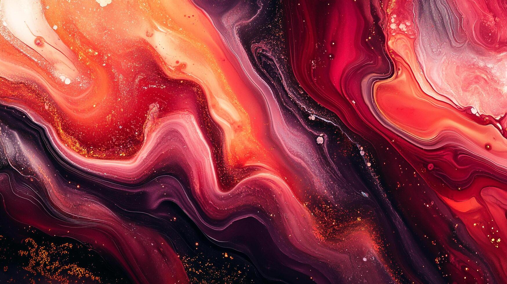 Fiery abstract art with flowing textures in shades of orange, red, and burgundy creating a dynamic, fluid and visually striking pattern. photo